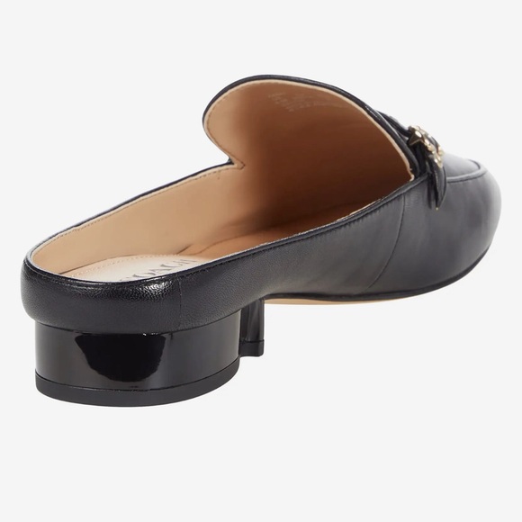 COACH BLACK ALL LEATHER IRENE MULE LOAFER EITH GOLD LOGO & HARDWARE, SIZE 7-B - Picture 4 of 16